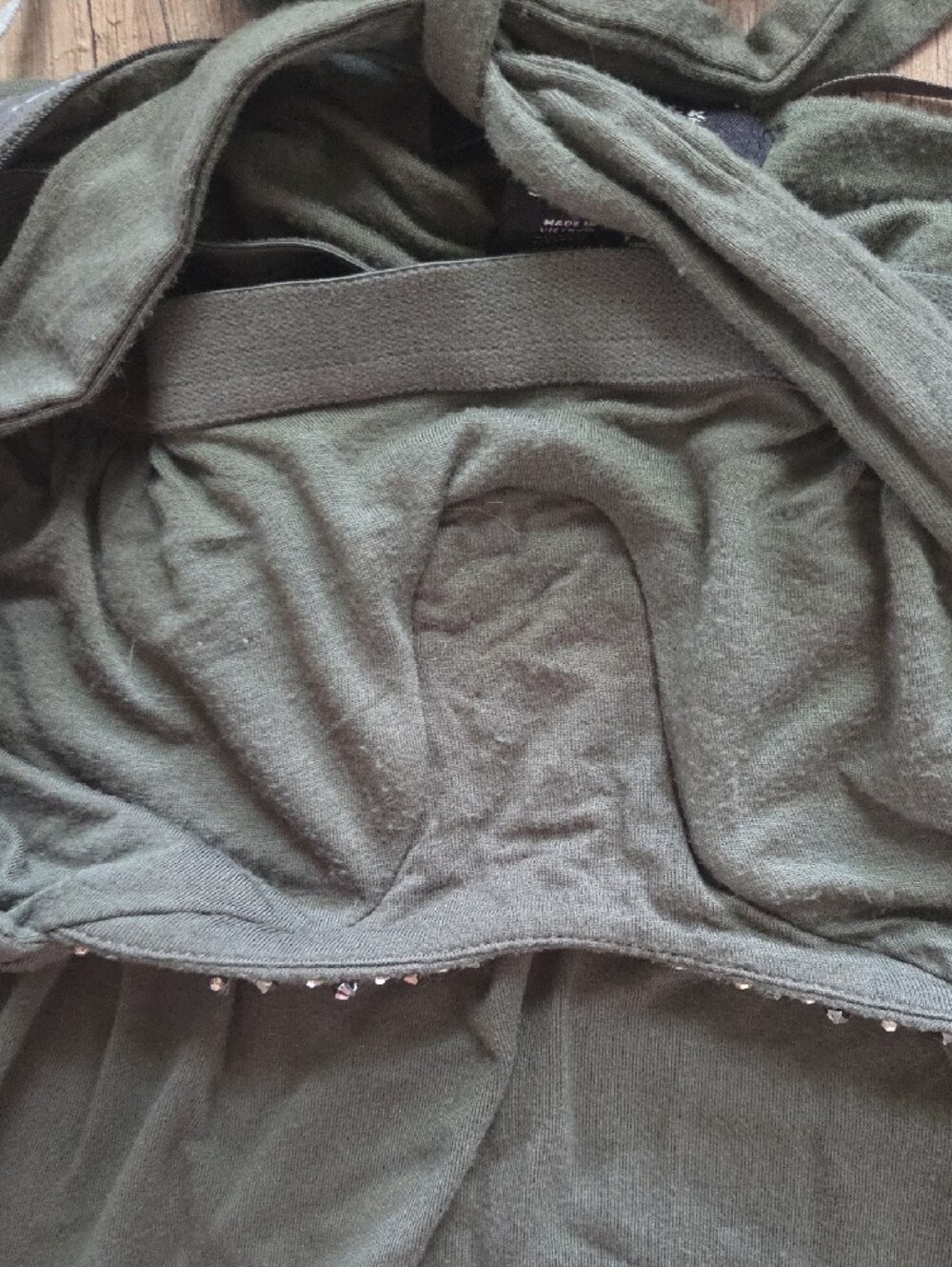 White House Black Market Olive Green Jeweled Halter Tank Y2k - Picture 5 of 7
